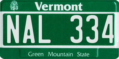 VT license plate NAL334