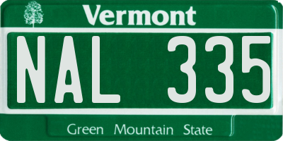 VT license plate NAL335
