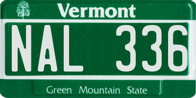 VT license plate NAL336