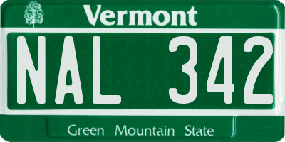 VT license plate NAL342