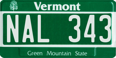 VT license plate NAL343