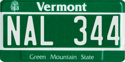VT license plate NAL344