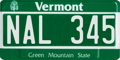 VT license plate NAL345
