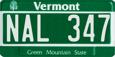 VT license plate NAL347