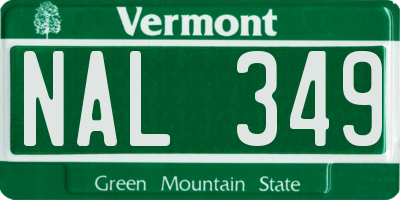 VT license plate NAL349