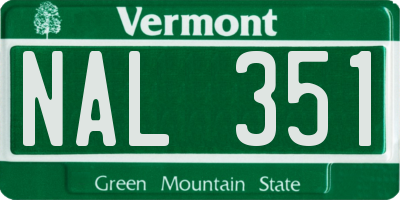 VT license plate NAL351