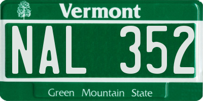 VT license plate NAL352