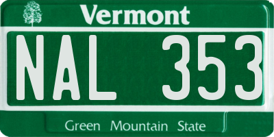 VT license plate NAL353