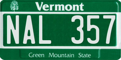 VT license plate NAL357