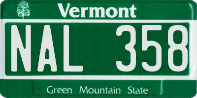 VT license plate NAL358