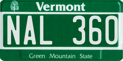 VT license plate NAL360