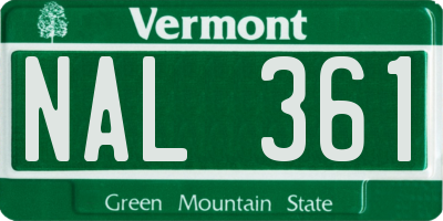 VT license plate NAL361