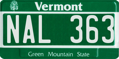 VT license plate NAL363