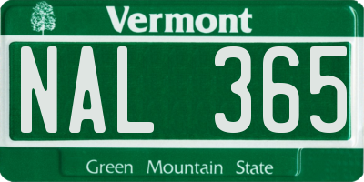 VT license plate NAL365