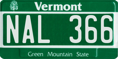 VT license plate NAL366
