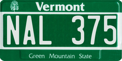 VT license plate NAL375