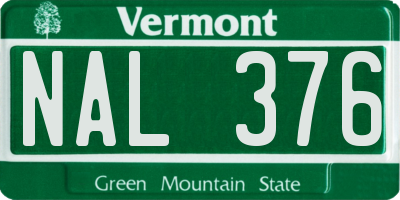 VT license plate NAL376