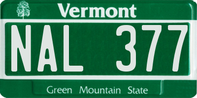 VT license plate NAL377