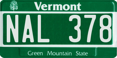 VT license plate NAL378