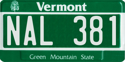 VT license plate NAL381