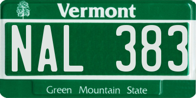 VT license plate NAL383