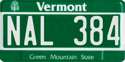 VT license plate NAL384