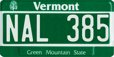 VT license plate NAL385