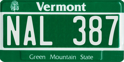 VT license plate NAL387