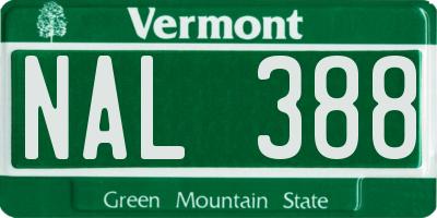 VT license plate NAL388