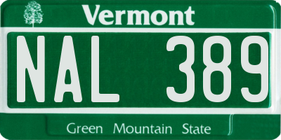 VT license plate NAL389