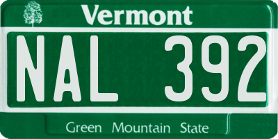 VT license plate NAL392
