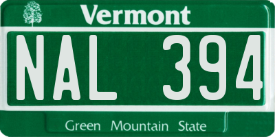 VT license plate NAL394