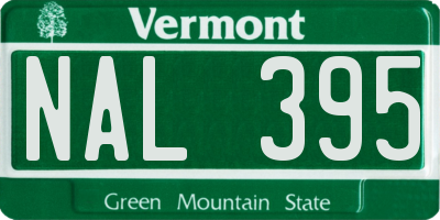 VT license plate NAL395
