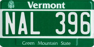 VT license plate NAL396