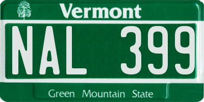 VT license plate NAL399
