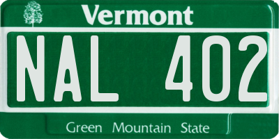VT license plate NAL402