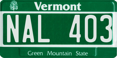 VT license plate NAL403