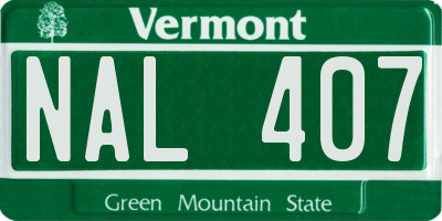 VT license plate NAL407