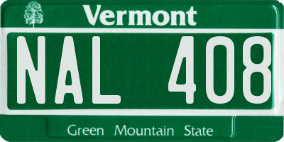VT license plate NAL408