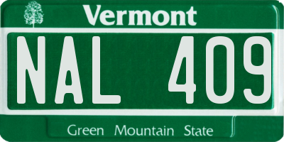 VT license plate NAL409