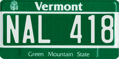 VT license plate NAL418