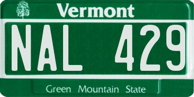 VT license plate NAL429