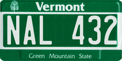 VT license plate NAL432