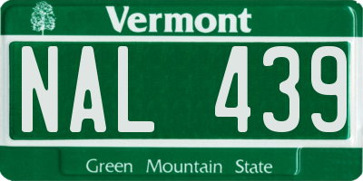 VT license plate NAL439