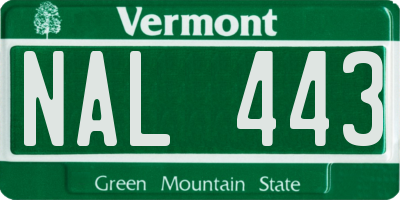 VT license plate NAL443