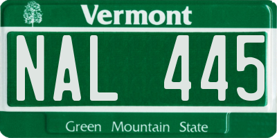 VT license plate NAL445