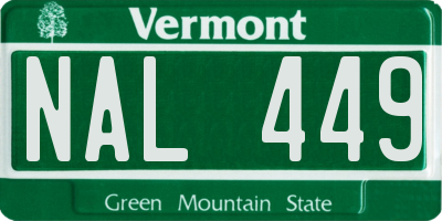 VT license plate NAL449