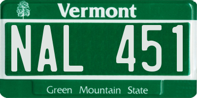 VT license plate NAL451