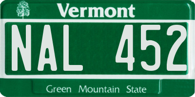 VT license plate NAL452