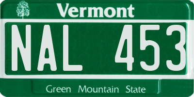 VT license plate NAL453